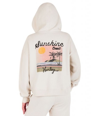 Juniors' Sunshine Coast Graphic Fleece Hoodie White Vintage $37.40 Tops