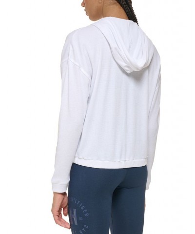 Women's Waffle-Knit Full-Zip Hoodie White $17.09 Tops