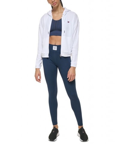 Women's Waffle-Knit Full-Zip Hoodie White $17.09 Tops