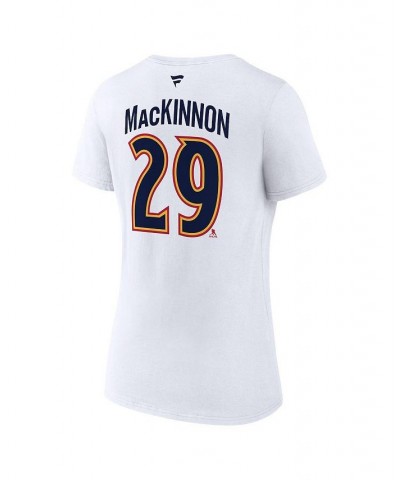 Women's Branded Nathan MacKinnon White Colorado Avalanche Special Edition 2.0 Name and Number V-Neck T-shirt White $21.44 Tops