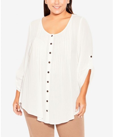 Plus Size Sandy Pintuck Plain Shirt White $21.20 Tops