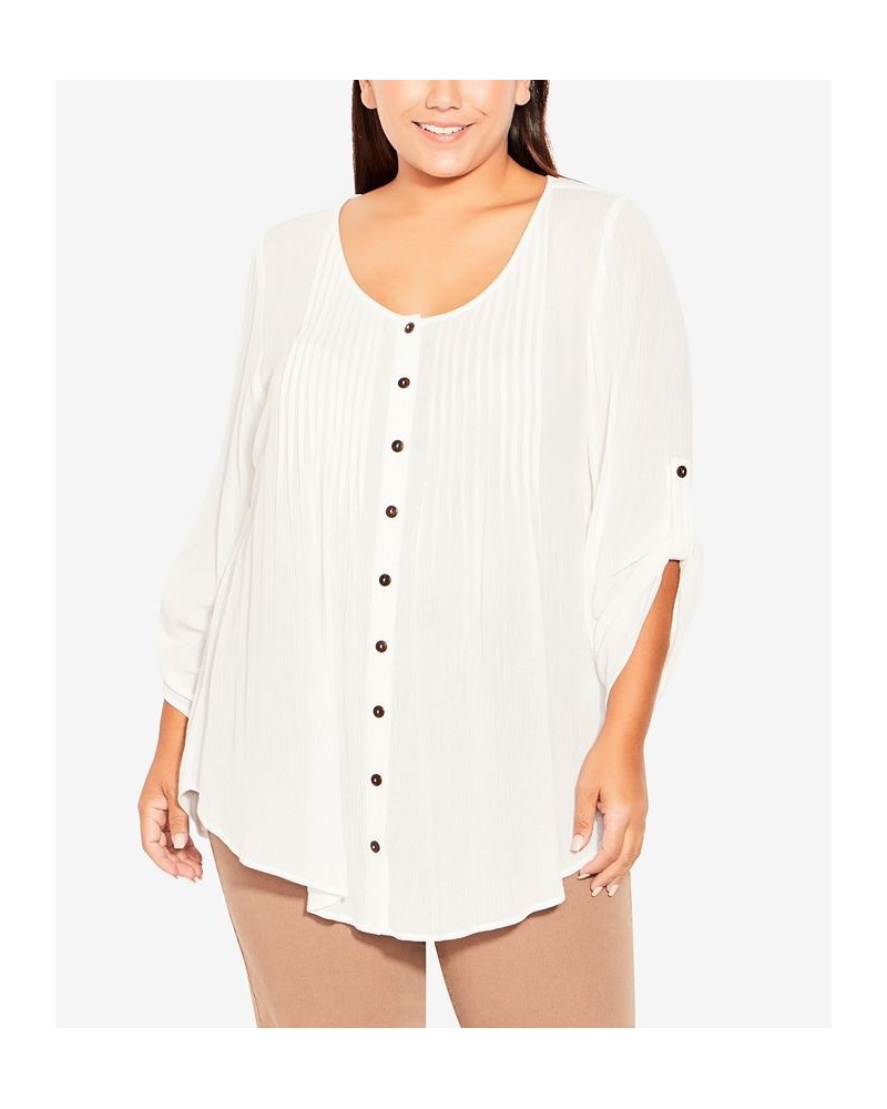 Plus Size Sandy Pintuck Plain Shirt White $21.20 Tops