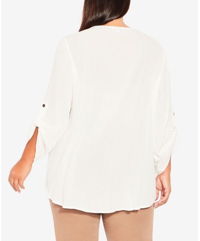 Plus Size Sandy Pintuck Plain Shirt White $21.20 Tops