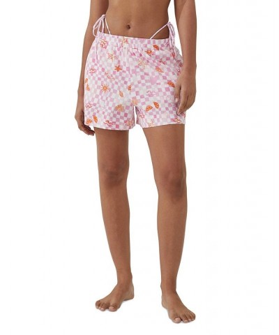 Women's Pink Check Relaxed Cover-Up Shorts Holiday Pink $18.00 Swimsuits