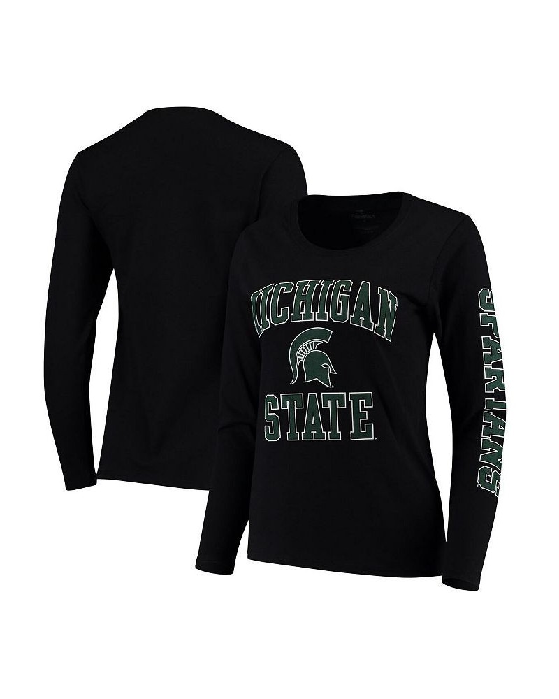 Women's Branded Black Michigan State Spartans Arch Over Logo Scoop Neck Long Sleeve T-shirt Black $18.54 Tops