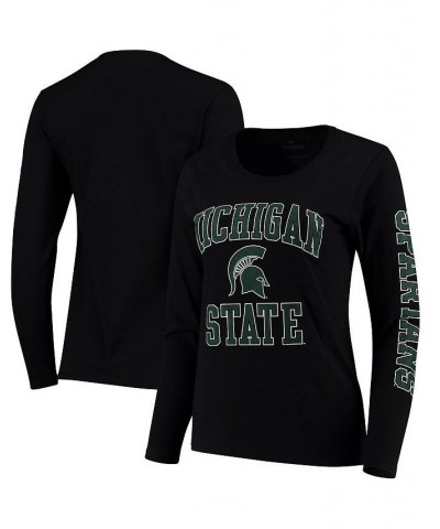 Women's Branded Black Michigan State Spartans Arch Over Logo Scoop Neck Long Sleeve T-shirt Black $18.54 Tops