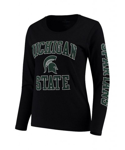 Women's Branded Black Michigan State Spartans Arch Over Logo Scoop Neck Long Sleeve T-shirt Black $18.54 Tops