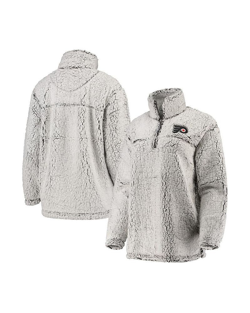 Women's Gray Philadelphia Flyers Sherpa Quarter-Zip Pullover Jacket Gray $38.70 Jackets