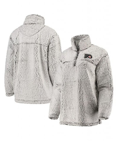 Women's Gray Philadelphia Flyers Sherpa Quarter-Zip Pullover Jacket Gray $38.70 Jackets