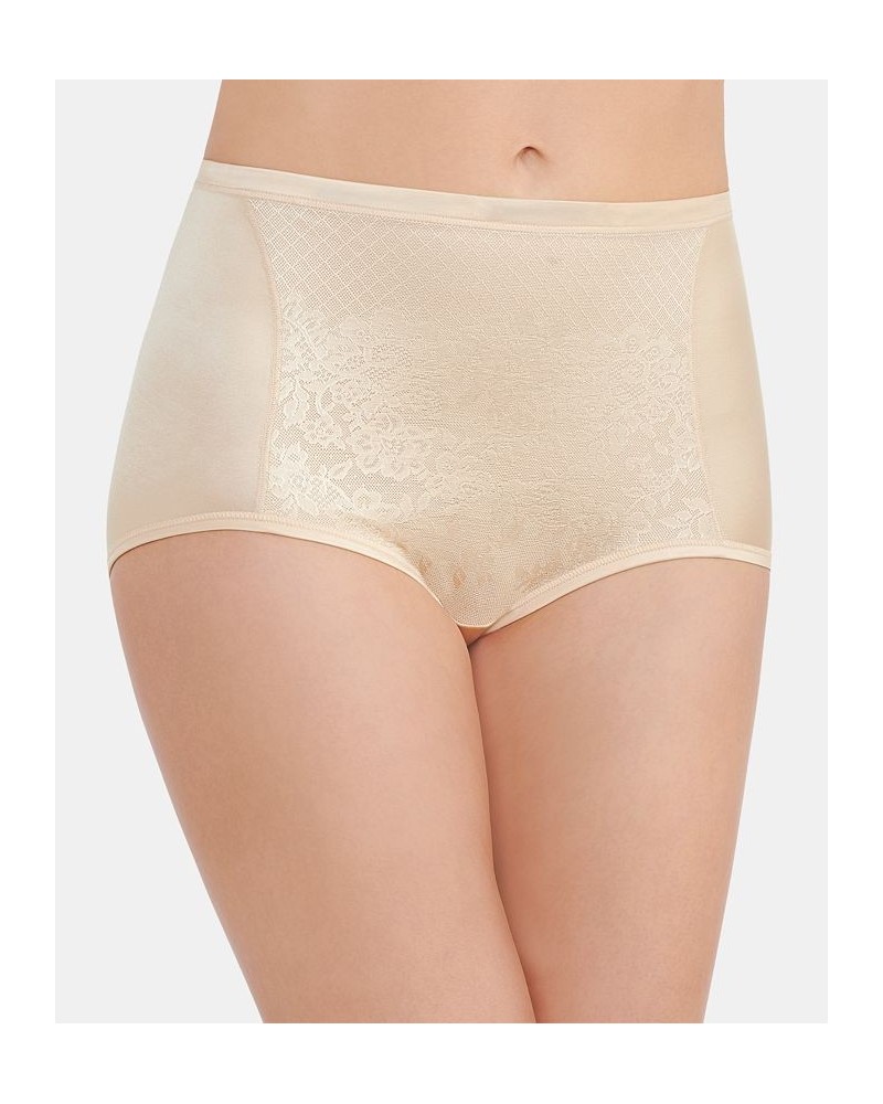 Women's Smoothing Comfort with Lace Brief Underwear Damask Neutral (Nude 5) $11.31 Panty