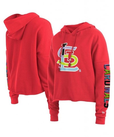 Women's Red St. Louis Cardinals Fashion High Hip Pullover Hoodie Red $41.59 Sweatshirts