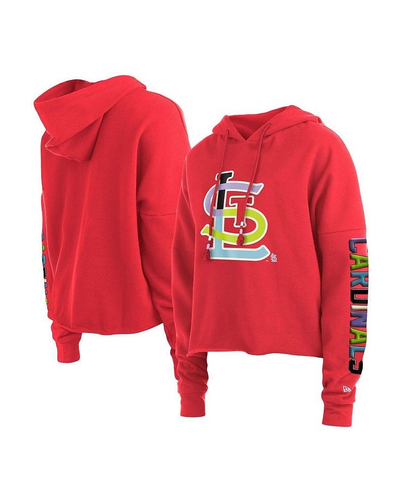 Women's Red St. Louis Cardinals Fashion High Hip Pullover Hoodie Red $41.59 Sweatshirts