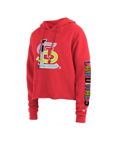 Women's Red St. Louis Cardinals Fashion High Hip Pullover Hoodie Red $41.59 Sweatshirts