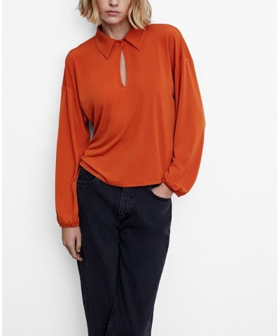 Women's Slit Shirt Orange $22.96 Tops