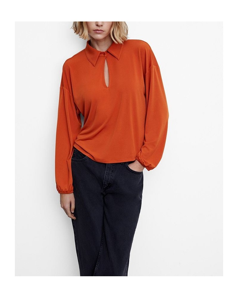 Women's Slit Shirt Orange $22.96 Tops