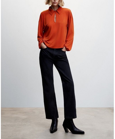 Women's Slit Shirt Orange $22.96 Tops