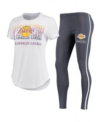 Women's White Charcoal Los Angeles Lakers Sonata T-shirt and Leggings Set White, Charcoal $27.95 Pajama