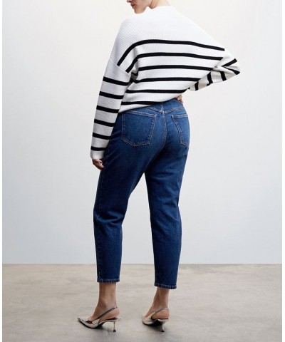 Women's Mom-Fit Comfort High Rise Jeans Dark Blue $32.20 Jeans