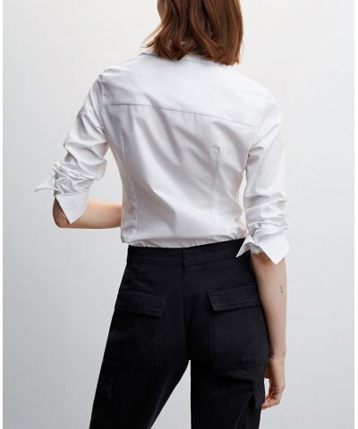 Women's Pleated Cotton Shirt White $22.50 Tops