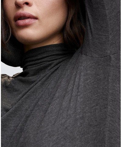 Women's Turtleneck Long-Sleeved T-shirt Gray $19.07 Tops