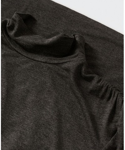 Women's Turtleneck Long-Sleeved T-shirt Gray $19.07 Tops